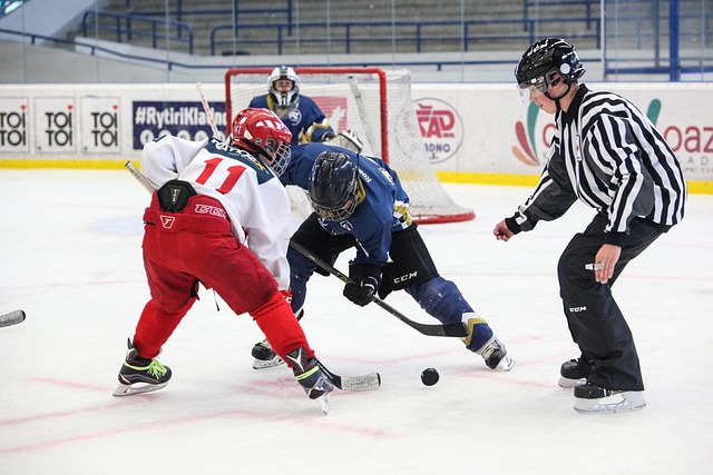 community ice hockey workshop beginners practicing balance drills
